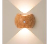 MEVZHH Lumière Murale Rechargeable de Couleur En Bois Avec Capteur de Mouvement,Murale À Led Intérieure Sans Fil 3 Températures de Couleur Vers Le Bas Lumière Usb Lumières Murales Rechargeables/C. B