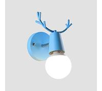MEVZHH Lumières Murales, Cerf Head Wall Sconcepee Single Head Wall Light Nordic Bedroom Side Bed Decosconcespes E27 Socket Simple Child Room Wall Lights/Bleu
