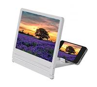 MEVZHH Lunettes de Loupe, 8.2 Pouces 3D Téléphmobile Écran D'Agrandissement Hd Amplificateur Vidéo Support Avec Jeu de Cinéma D'Agrandissement Pliant Téléphde Bureau/Blanc