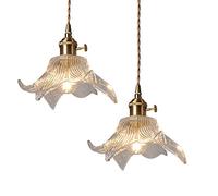 MEVZHH Lustres,Àndentif de Lys,Tit À Têtede Fleur Avec Ombre-Lamen Verreconvient Au Foyer, À La Chambre, À L'Île de Cuisine Et Au Salon/E Couleur/2 Pièces