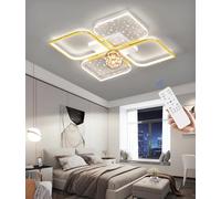 MEVZHH Lustres,De Plafond Led Modernede Plafond de Chambre À Coucher 3000K-6000K Lumière de Salon Avec Télécommande Metal Star Acrylicndentif Intérieur 73Cm 74W Cuisine Salle À Mangers/Or/53 Cm