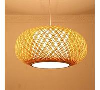MEVZHH Lustres,En Bambou Moderne Lanterne Rattan Plafondndentif Lumière Naturelle En Acier E27 Plafondpendupes Tissées À La Main Pour Restaurant Salle de Thé Chambre Salon Café Décor C Présent/20 * 40