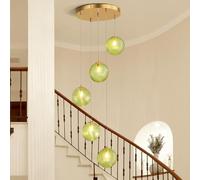 MEVZHH Lustres, Foyer Haut Plafond Escalierndentif Lumière Grand Escalier En Spiraleéclairage Moderne Vert Sphéren Verre Umbrella Plafond Linéaire Pour Salon Chaud/17 Lumières