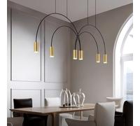 MEVZHH Lustres, Lumièrendentif Cylindrled Moderne 6 Lumières Longue Lumièrendentif Tube Ronde Lumièrendentif Cylindrhauteur Réglable Pour Chambre À Coucher Intérieure Cuisine Salle À Manger Salon Étud