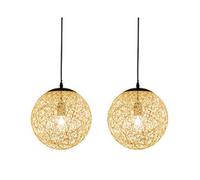 MEVZHH Lustres, Lumièrendentif En Rattan Naturelndentifde Lanterne Tissée À La Main, Lumière de Plafondpendue Beige Pour L'Île de Cuisine Repas Salon Restaurant (20X20Cm) Présent/2 Pièces