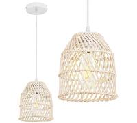 MEVZHH Lustres,Lumièrendentive En Rattan Naturel Blanc Compatible Avecpendentive de L'Île de Cuisine, Ombre de Corde Tissée, Ombre de Plafondpendue,Led Plafond Présent