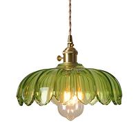 MEVZHH Lustres, Lumièrendentive Industrielle - Vert Verre Fleur Ombre-Lame27Pependue Rétro Pour Chambre Salon Cuisine Île Salle À Manger Café Bar Décor