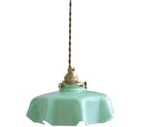 MEVZHH Lustres,Malisme Nordblanc Lait Verre Ferme Lumièresndentives Laiton Fleur Forme Vertde Plafond Cuisine Île Moderne Français Bleu Pour Chambre Restaurant Salle À Manger/Vert/A