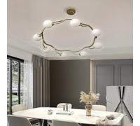 MEVZHH Lustres, Stesulfr Salon 8 Lumière Globe Mid-Centuryndentif Lumière Modernendentifg9 Ampoule Brossée Laiton Finish White Globe Glass Shade Salle À Manger Cuisine Île Chambre À Coucher/Or