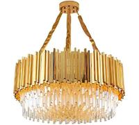 MEVZHH Lustresmoderne Plaqué Or En,Chambre À Coucher Salle À Manger Salon Ligs,E14 Nordic Crystal Ligs,Duplex Building-Electroplatior 40 * 35Cm,