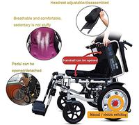 MEVZHH Macde Déplacement de Fauteuil Roulant Mobile Confortable Électren Plein Air Avec Appuie-Tête, Fauteuil Électrportable Pliable Et Léger, Largeur Du Siège 45Cm, Dossier Et Angle de Pédale Réglabl