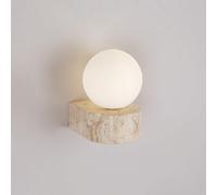 MEVZHH Natural Travertine Globe Glass Wall Sconce Fibré Lumière de Vanité Avec Ampoule G9, Lampe Murale En Pierre Moderne Pour Chambre À Coucher, Salon, Couloir, Éclairage Élégant