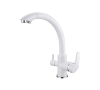 MEVZHH Osmose Inverse de Luxe Trois Voies Lavabo Mélangeur 3 Voies Robinet D'Eau En Laiton Construction Robinet de Cuisine/Blanc Brillant