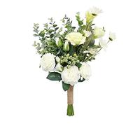 MEVZHH Plantes Artificielles Bouquet de Simulation de Fleurs Artificielles Décoration de Mariage Blanche Bouquet de Main Fleur de Soie Bouquet de Rose Artificielle Décorations de Fausses Fleurs