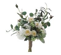 MEVZHH Plantes Artificielles Fleurs Artificielles Fleurs de Simulation Bouquet de Main de Mariée Blanche Bouquet de Plantes Artificielles Décoration de Mariage Décoration de Maison Intérieure Fausses