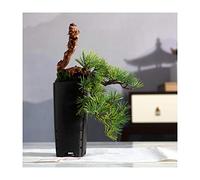 MEVZHH Plantes Artificielles, Pin Noir Japonais Artificiel Bonsai Décoration de Bureau Intérieur Fausse Plante Verte Pot Noir Pot En Cérampour Intérieur Bureau Bureau Décoration Arbre de Simulation/C.