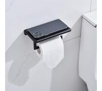 MEVZHH Porte-Papier Toilette Monté Au Mur Avec Étagère En Alliage de Zincrouille Sans Installation de Forage Accessoires de Salle Den Élégants 18X10.2X8 Cm Disponible En Or Noir Gris Chromé/Noir