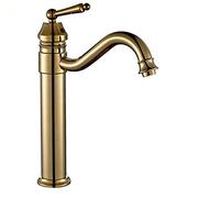 MEVZHH Robinets de Cuisine, Robinet Robinet En Cuivre Plaqué Or Eurostyle Robinet En Cuivre Single Poignée Lavabo Mélangeur Pour Robinet D'Eau Froide Et Chaude