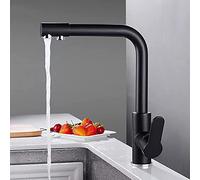 MEVZHH Robinets,Robinet À Eau Robinet de Cuisine Eurostyle Total En Laiton Évier Robinet de Mélangeur de Cuisine Tournant,360 Degrés Robinet de Cuisine de Boisson Directe/Noir