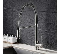 MEVZHH Robinets, Robinet de Cuisine Brossé Nickel/Noir Robinet Tirer Torneira Tout Autour Tourner Pivotant 2 Fonctions de Sortie D'Eau Robinet de Mélangeur Avec Pont D'Aérateur Monté, Noir/Nickel Br