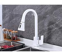 MEVZHH Robinets, Robinet de Cuisine Extrait Eau Chaude Et Froide Évier Évier Robinet Éclabousseur, Robinets de Mélangeur D'Évier de Cuisine À Bec Pivotant Avec Pulvérisateur Extrait Robinet de Cuisine