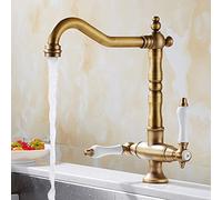 MEVZHH Robinets, Robinet Tournant À 360 Degrés En Laiton,Robinet de Mélangeur D'Évier de Cuisine Traditionnel Robinet Double Poignée En Laiton Robinet de Cuisine En Laiton Robinet Classique,Avoir Tuya