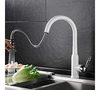 MEVZHH Robinets, Robinets de Mélangeur D'Évier de Cuisine À Bec Pivotant Avec Pulvérisateur Extrait Robinet de Cuisine Moderne Mono Bloc À Levierchrome Double Voies Robinet de Tirage Vers Le Bas