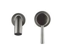 MEVZHH Rubinet D'Évier En Laiton Monté Au Mur - Mélangeur Rotatif À Eau Chaude Et Froide À 2 Trous Pourgnoire de Salle Den Et Bassin - Finition Dorée À Brosse Élégante (150Mm)/Brosse Nickel-150Mm