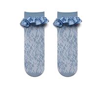 MEVZHH Style Japonaistisde Soie Romantiques Plissés Dentelle Chaussettes, Dentelle Tube Chaussettes/Taile Bleue/E Taille
