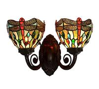 MEVZHH Stylemurale,Il Fait À La Main Mur Sconce, E26 Ampoule, Antdragonfly Ombrede Côté Lit Pour Salon Chambre Salle Dens Couloir Lecture/Bleu/2 Lumière