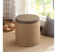 MEVZHH Tabouret de Stockage En Bois Massif Rustfait À La Main Tissé Corde Banc Rond Entrée Ottomane Chambre Balcon Couloir Salon/Lie Rond/L