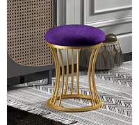 MEVZHH Tabourets, Appuie-Pieds Rond Violet Avec Jambes En Métal - Tabouret de Vanité Antidérapant Pour Salon de Maquillage Et Chambre À Coucher - Pièce D'Accent Élégante Et Fonctionnelle/Violet