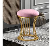 MEVZHH Tabourets, Appuie-Pieds Rond Violet Avec Jambes En Métal - Tabouret de Vanité Antidérapant Pour Salon de Maquillage Et Chambre À Coucher - Pièce D'Accent Élégante Et Fonctionnelle/Rose
