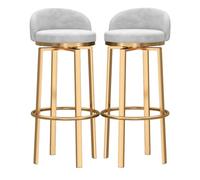 MEVZHH Tabourets de Bar de Velours Pivotants Modernes Chaises de Hauteur de Comptoir Detit Déjeuner Élégantes Avec Dossier Or Repose-Pieds Bleu Pour Repas de Cuisine/Blanc/75 Cm (29,5 Pouces)