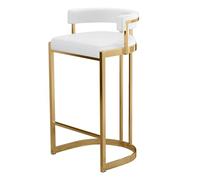 MEVZHH Tabourets de Bar Rembourrés Modernes Repas Chaises En Cuir de Ferme Repose-Pieds Jambes Métalliques Parfaits Pour Café Restaurant Blanc/Blanc/65 Cm