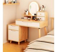 MEVZHH Tabourets, Led Éclairé Vanity Set Avec Miroir Table de Maquillage Moderne Pour Chambre Et Salon Bureau Blanc Avec Tabouret Rembourré Meubles de Dressiélégants de Couleur Brune Et Blanche/Bois B
