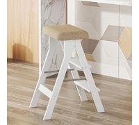 MEVZHH Tabourets, Tabouret D'Étapliable En Bois Compact Ladder3Step Tabouret Antidérapant Pour Bibliothèque de Cuisine Musroommultifunctional Sécurité Tabouret Et Chaise D'Escalier Pour Usage Domestiq