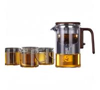 MEVZHH Théière,Théière En Verre,Théière En Verre Facile,Push-To-Control Théière Magique, Théière Magavec Infuseur, Théière En Verre, Théière En Verre Magavec Poignée En Bois, Pour Le Thé Lâche, Thé d