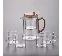 MEVZHH Théière,Théière En Verre,Théière En Verre Facile,Push-To-Control Théière Magique, Théière Magavec Infuseur, Théière En Verre, Théière En Verre Magavec Poignée En Bois, Pour Le Thé Lâche, Thé d