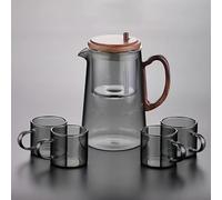 MEVZHH Théière,Théière En Verre,Théière En Verre Facile,Push-To-Control Théière Magique, Théière Magavec Infuseur, Théière En Verre, Théière En Verre Magavec Poignée En Bois, Pour Le Thé Lâche, Thé d