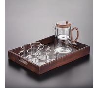 MEVZHH Théière,Théière En Verre,Théière En Verre Facile,Push-To-Control Théière Magique, Théière Magavec Infuseur, Théière En Verre, Théière En Verre Magavec Poignée En Bois, Pour Le Thé Lâche, Thé d