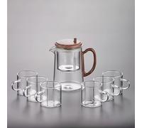 MEVZHH Théière,Théière En Verre,Théière En Verre Facile,Push-To-Control Théière Magique, Théière Magavec Infuseur, Théière En Verre, Théière En Verre Magavec Poignée En Bois, Pour Le Thé Lâche, Thé d