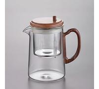 MEVZHH Théière,Théière En Verre,Théière En Verre Facile,Push-To-Control Théière Magique, Théière Magavec Infuseur, Théière En Verre, Théière En Verre Magavec Poignée En Bois, Pour Le Thé Lâche, Thé d