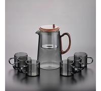 MEVZHH Théière,Théière En Verre,Théière En Verre Facile,Push-To-Control Théière Magique, Théière Magavec Infuseur, Théière En Verre, Théière En Verre Magavec Poignée En Bois, Pour Le Thé Lâche, Thé d