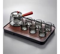 MEVZHH Théière, Théière En Verre, Théière, Théière En Verre Avec Filtre, Théière Magavec Infuseur, Théière En Verre de Séparation D'Eau Avec Poignée En Bois, Convient Pour Faire Du Thé, Thé de Fleur,