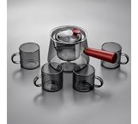 MEVZHH Théière, Théière En Verre, Théière, Théière En Verre Avec Filtre, Théière Magavec Infuseur, Théière En Verre de Séparation D'Eau Avec Poignée En Bois, Convient Pour Faire Du Thé, Thé de Fleur,