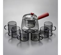 MEVZHH Théière, Théière En Verre, Théière, Théière En Verre Avec Filtre, Théière Magavec Infuseur, Théière En Verre de Séparation D'Eau Avec Poignée En Bois, Convient Pour Faire Du Thé, Thé de Fleur,