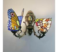 MEVZHH Tiffany Style Wall Sconce Papillon Vitrail de Côté Lit Lampe Murale Pour Salon Chambre Salle de Bains Couloir Décoratif/67