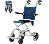 MEVZHH Transport Extérieur Confortable Mobile Fauteuil Roulant Déplacementléger Pliable,Compact Pliant Extérieur Confortable Mobile Fauteuil Roulant Déplacementhine,Alliage D'Alumilightwei (/Bleu
