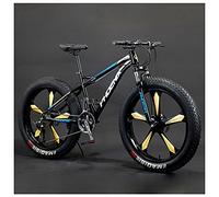 MEVZHH Vélo de Montagne Pour Adultes, 26 Pouces de Roues, Hommes, Freins À Disque Mécaniques, Cadre En Acier Pour Femmes, Vélo de Montagne À Queue Dure de Pneus Gras, Grey Spoke, 27 Vitesse/Bleu 5 A P